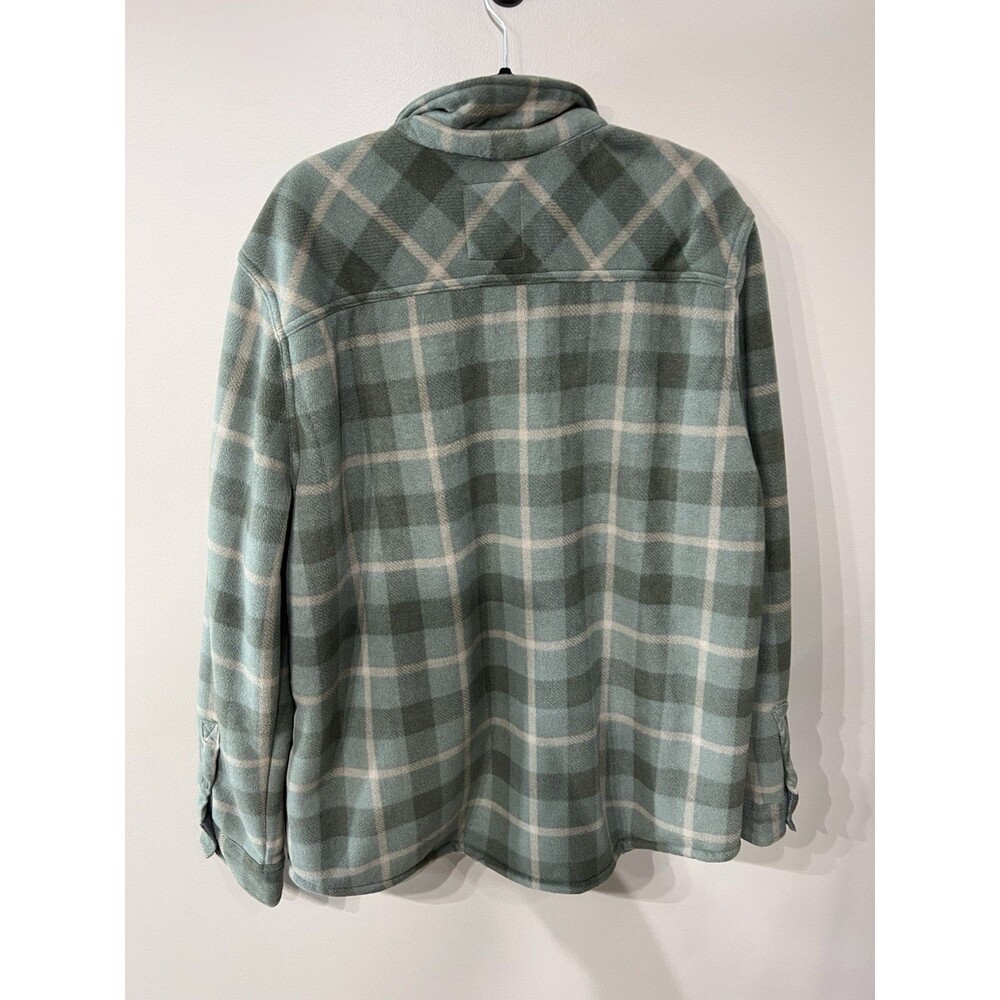 Voyager Shirt Jacket Mens 2XL Olive Plaid Sherpa Lined Snap Front Soft Fuzzy NEW - Picture 2 of 12
